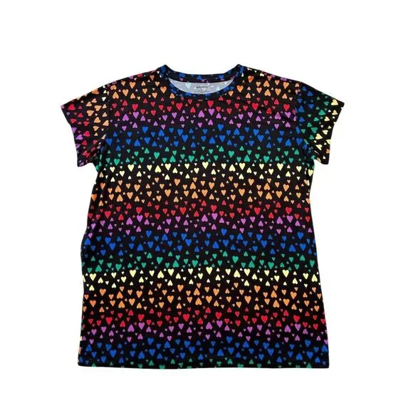 Joyspun Women's 2XL Short Sleeve Sleep Shirt Rainbow Heart Print - Picture 4 of 4